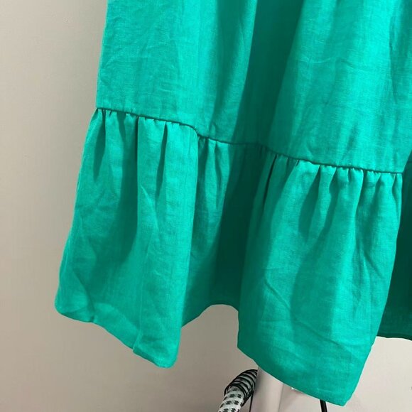NWOT Boden Linen Aquamarine Green Ruffles Midi Dress Size 14 Long - Picture 7 of 14